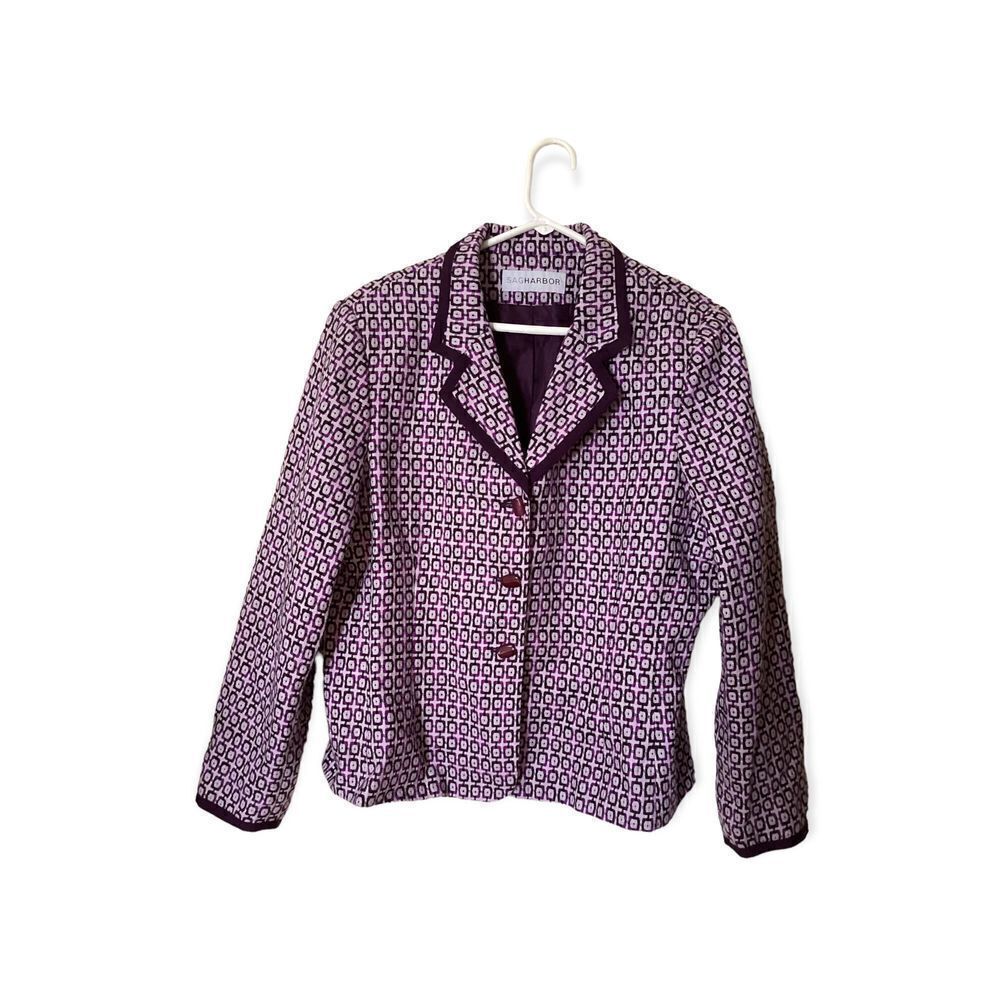 VTG Sag Harbor Purple Mod Block Blazer Size: L